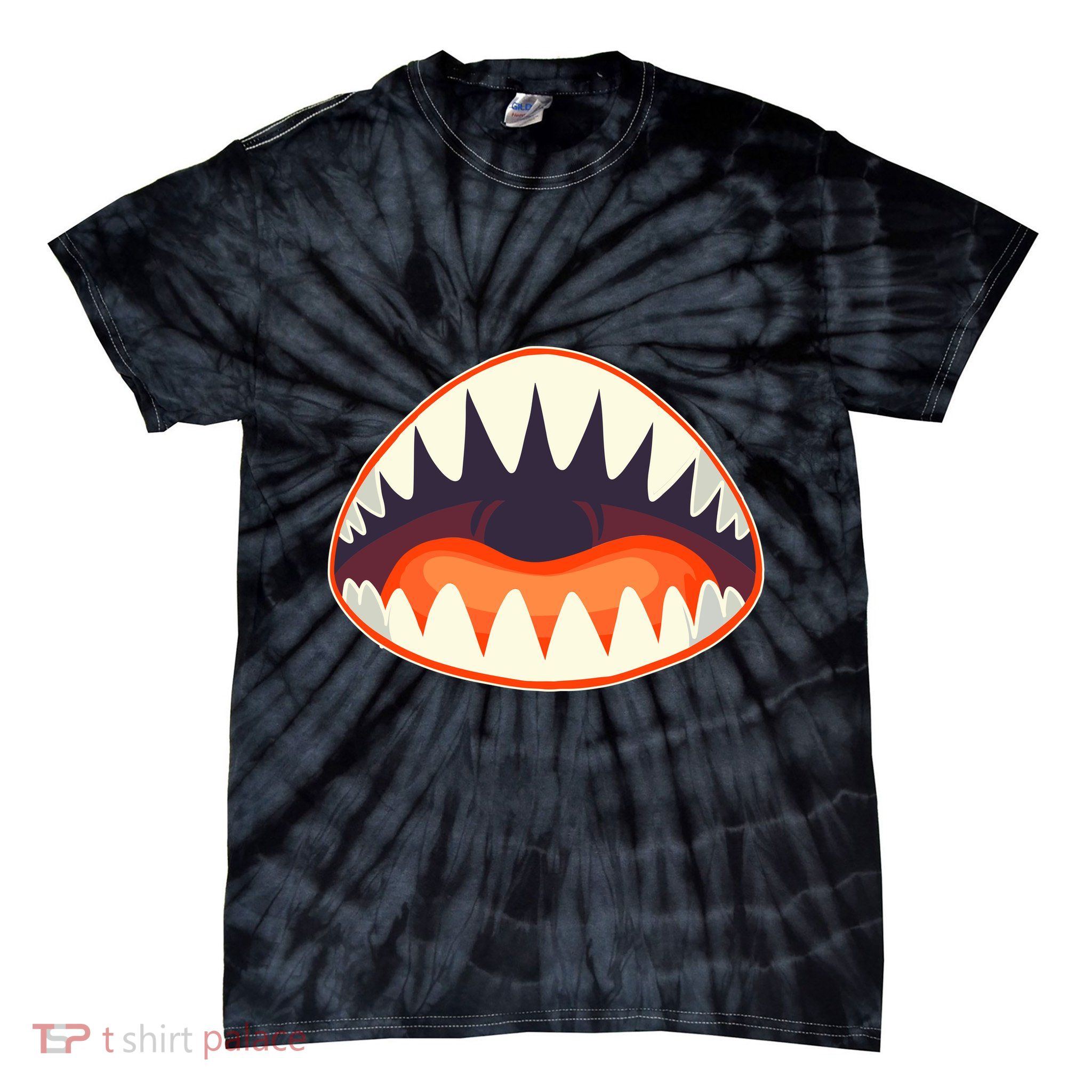 Funny Open Mouth Shark Attack Tie-Dye T-Shirt