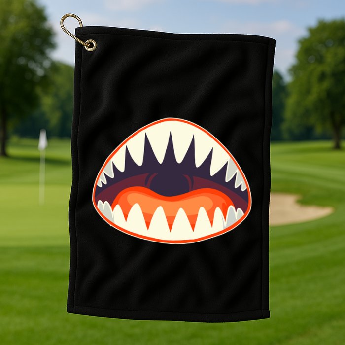 Funny Open Mouth Shark Attack Golf Towel