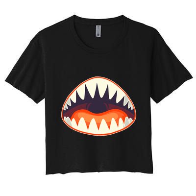 Funny Open Mouth Shark Attack Crop Top