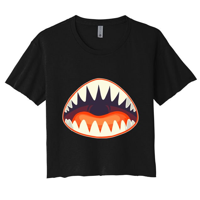 Funny Open Mouth Shark Attack Crop Top