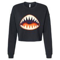 Funny Open Mouth Shark Attack Cropped Pullover Crew
