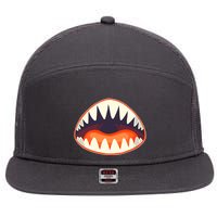 Funny Open Mouth Shark Attack 7 Panel Mesh Trucker Snapback Hat