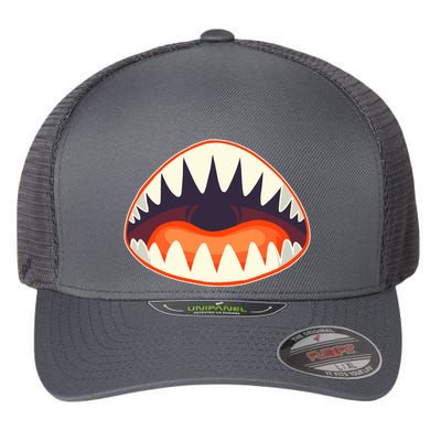Funny Open Mouth Shark Attack Flexfit Unipanel Trucker Cap