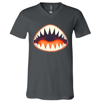 Funny Open Mouth Shark Attack V-Neck T-Shirt