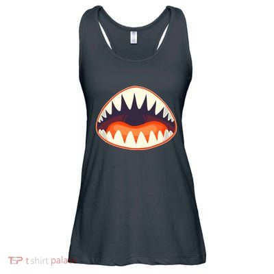 Funny Open Mouth Shark Attack Ladies Essential Flowy Tank