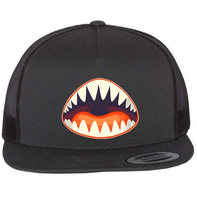 Funny Open Mouth Shark Attack Flat Bill Trucker Hat