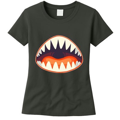 Funny Open Mouth Shark Attack Womens T-Shirt