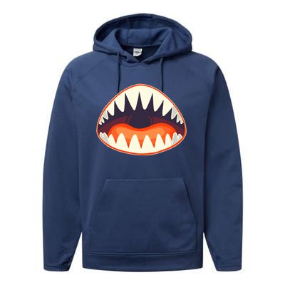 Funny Open Mouth Shark Attack Performance Fleece Hoodie