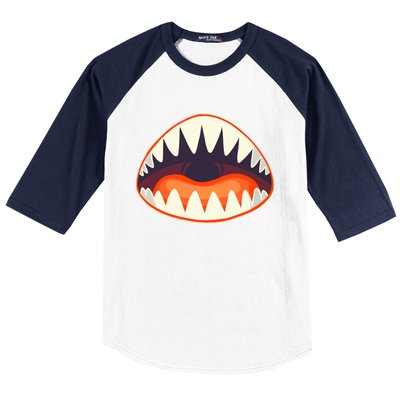 Funny Open Mouth Shark Attack Baseball Sleeve Shirt