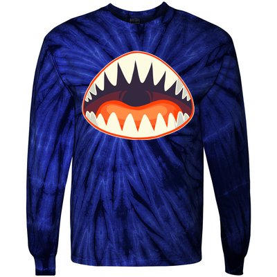 Funny Open Mouth Shark Attack Tie-Dye Long Sleeve Shirt