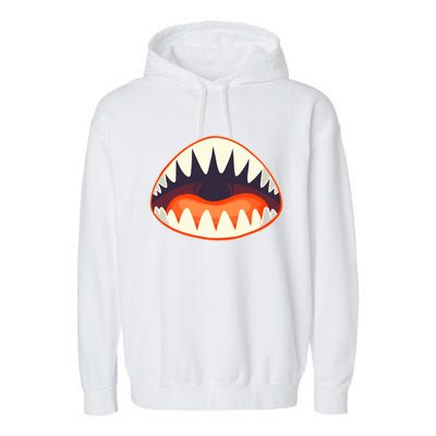 Funny Open Mouth Shark Attack Garment-Dyed Fleece Hoodie