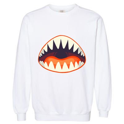 Funny Open Mouth Shark Attack Garment-Dyed Sweatshirt