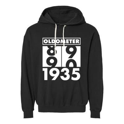 Funny Oldometer Made In 1935 90th Birthday Garment-Dyed Fleece Hoodie