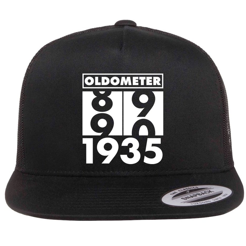 Funny Oldometer Made In 1935 90th Birthday Flat Bill Trucker Hat
