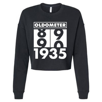 Funny Oldometer Made In 1935 90th Birthday Cropped Pullover Crew