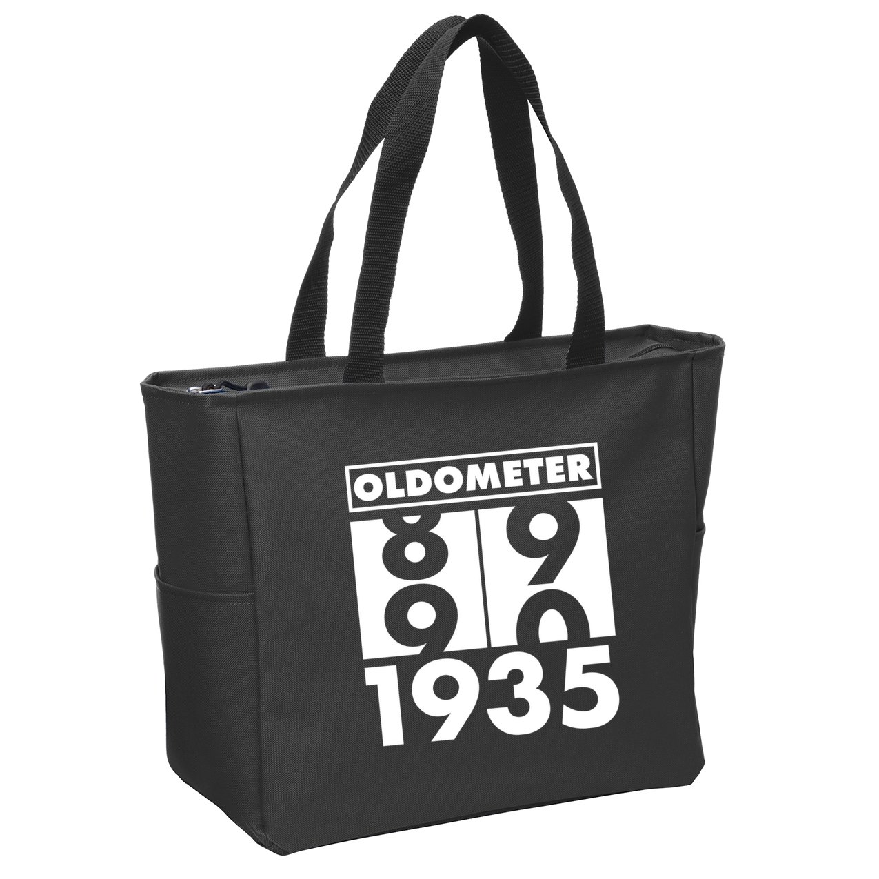 Funny Oldometer Made In 1935 90th Birthday Zip Tote Bag