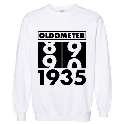 Funny Oldometer Made In 1935 90th Birthday Garment-Dyed Sweatshirt