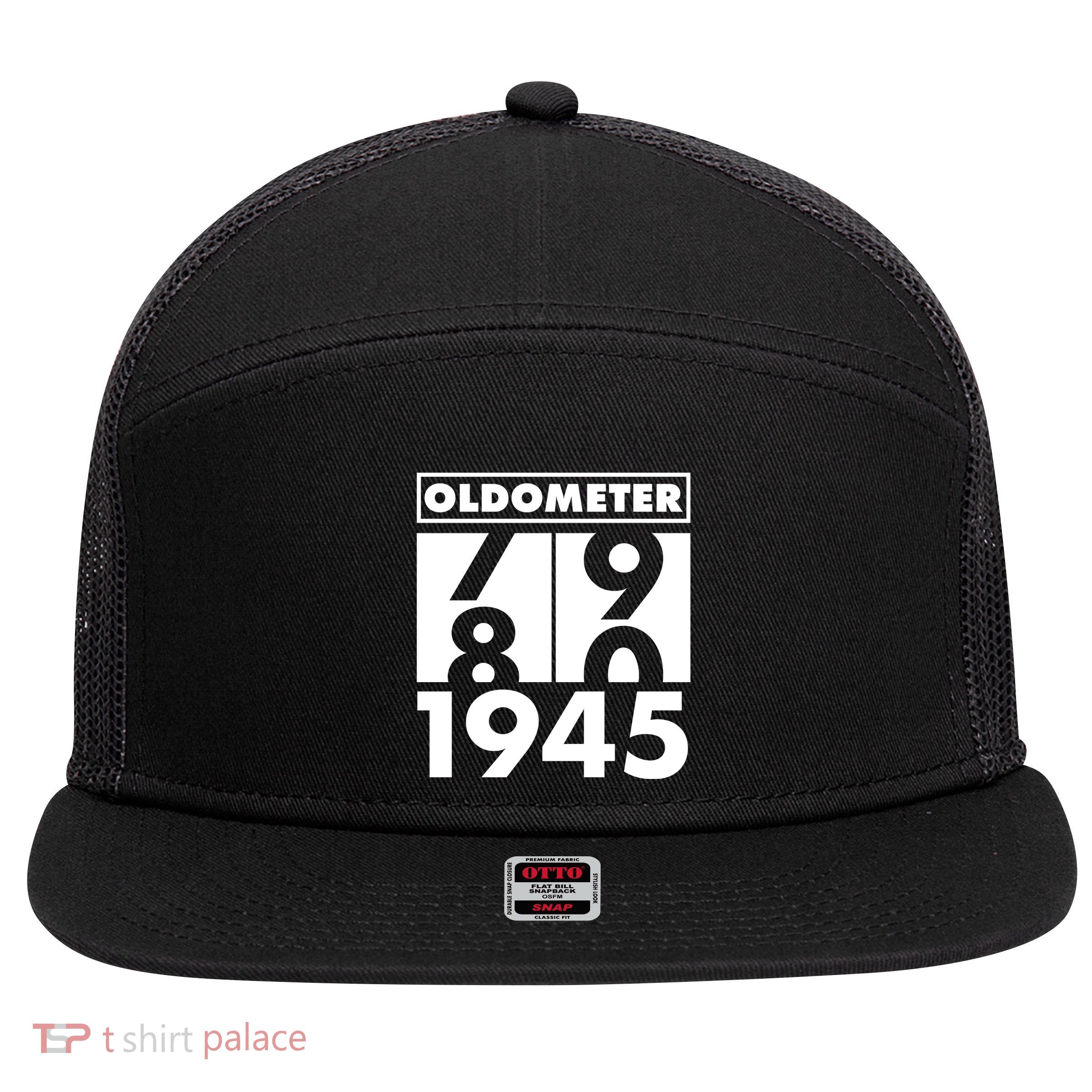 Funny Oldometer Made In 1945 80th Birthday 7 Panel Mesh Trucker Snapback Hat