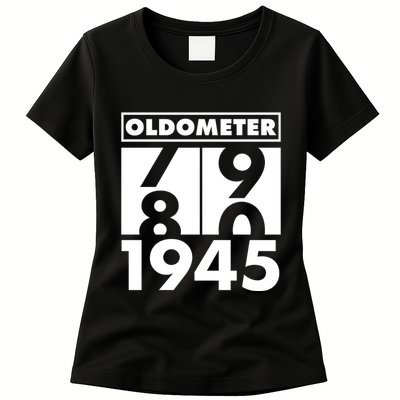 Funny Oldometer Made In 1945 80th Birthday Womens T-Shirt