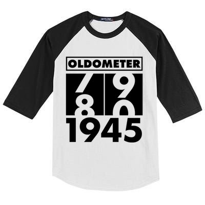 Funny Oldometer Made In 1945 80th Birthday Kids Colorblock Raglan Jersey