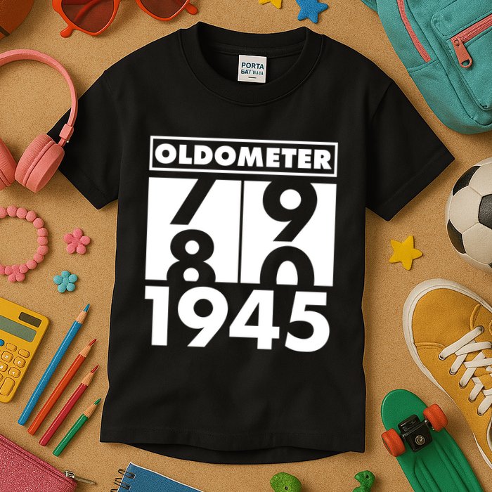 Funny Oldometer Made In 1945 80th Birthday Kids T-Shirt