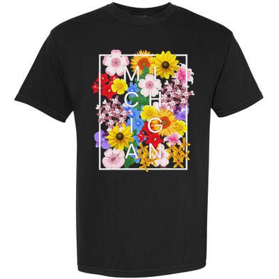 Flowers Of Michigan Word Art Michigander Pride Garment-Dyed Heavyweight T-Shirt
