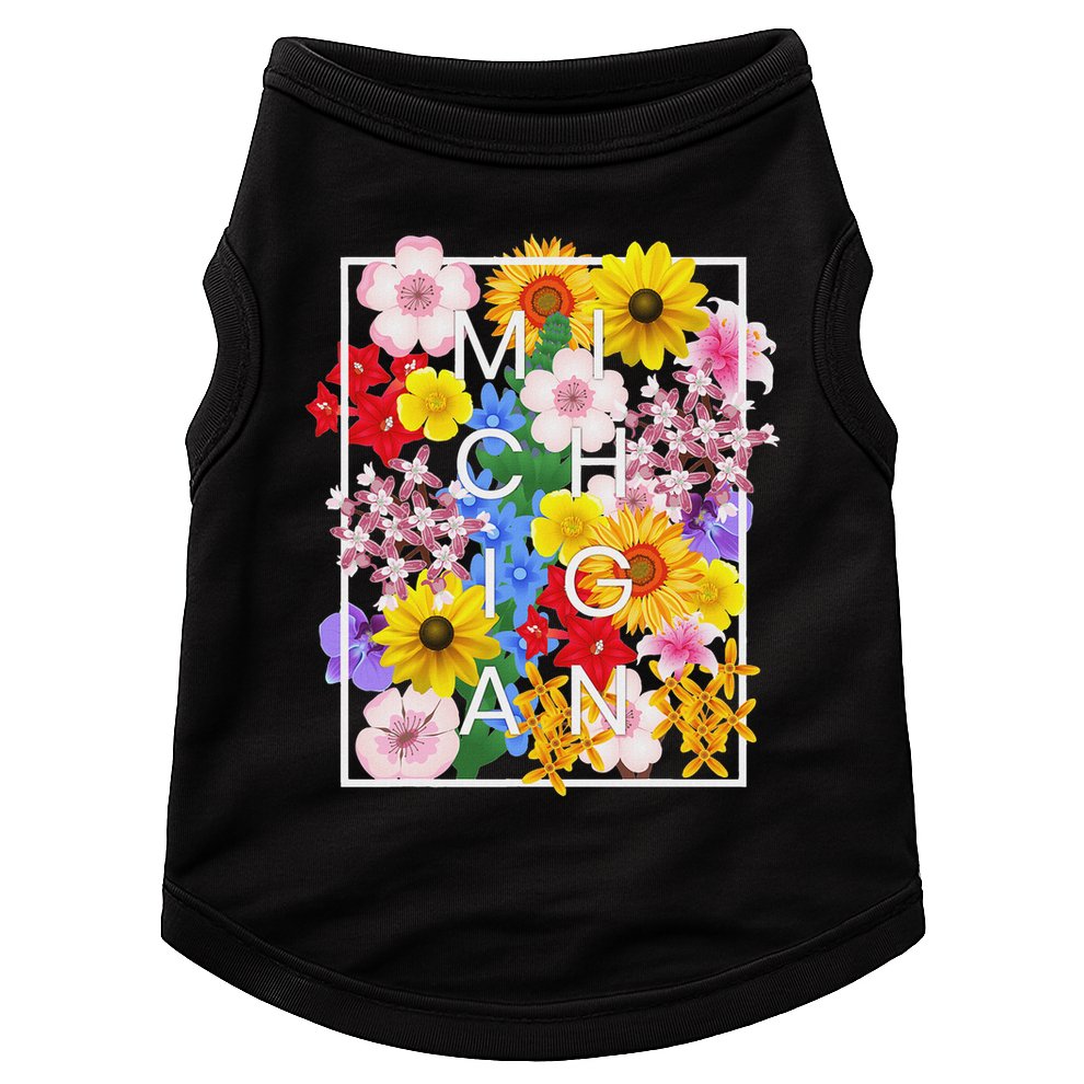 Flowers Of Michigan Word Art Michigander Pride Doggie Tank