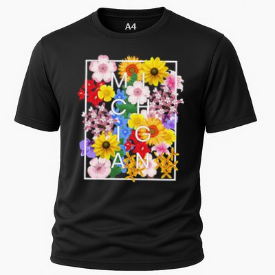 Flowers Of Michigan Word Art Michigander Pride Performance Shirt