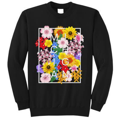 Flowers Of Michigan Word Art Michigander Pride Sweatshirt