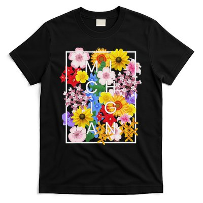 Flowers Of Michigan Word Art Michigander Pride T-Shirt