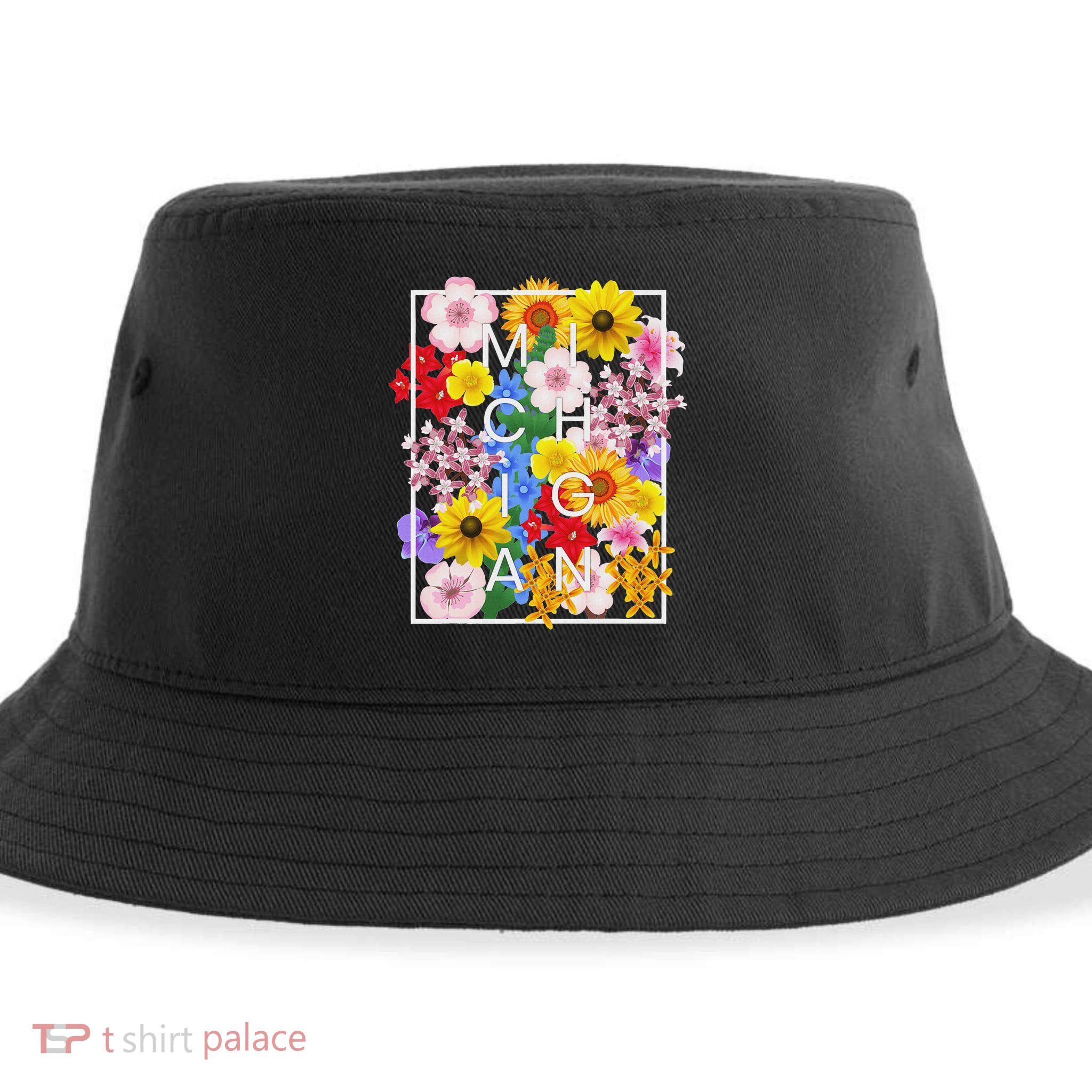 Flowers Of Michigan Word Art Michigander Pride Sustainable Bucket Hat