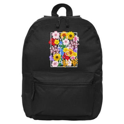 Flowers Of Michigan Word Art Michigander Pride 16 in Basic Backpack
