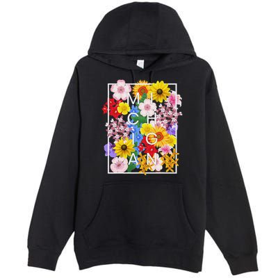 Flowers Of Michigan Word Art Michigander Pride Premium Pullover Hoodie