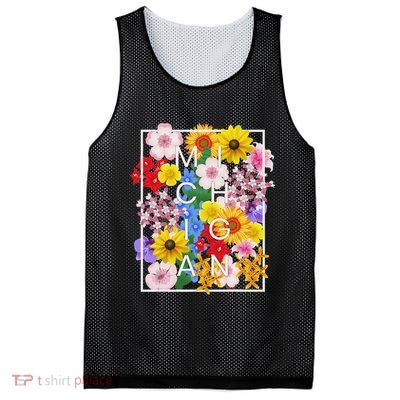Flowers Of Michigan Word Art Michigander Pride Mesh Reversible Basketball Jersey Tank