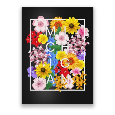 Flowers Of Michigan Word Art Michigander Pride Poster