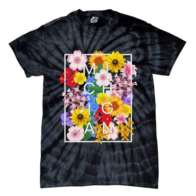 Flowers Of Michigan Word Art Michigander Pride Tie-Dye T-Shirt
