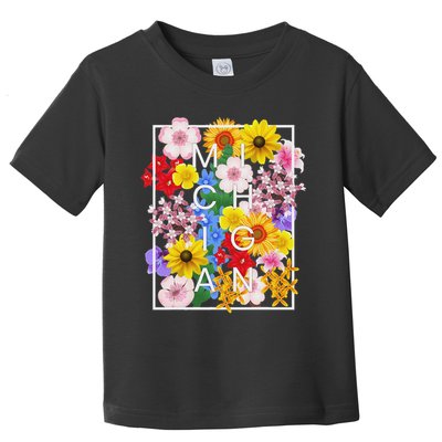 Flowers Of Michigan Word Art Michigander Pride Toddler T-Shirt