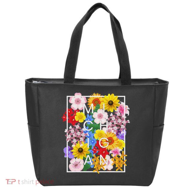 Flowers Of Michigan Word Art Michigander Pride Zip Tote Bag