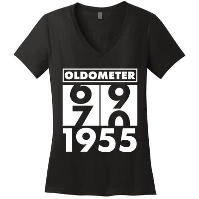 Funny Oldometer Made In 1955 70th Birthday Women's V-Neck T-Shirt