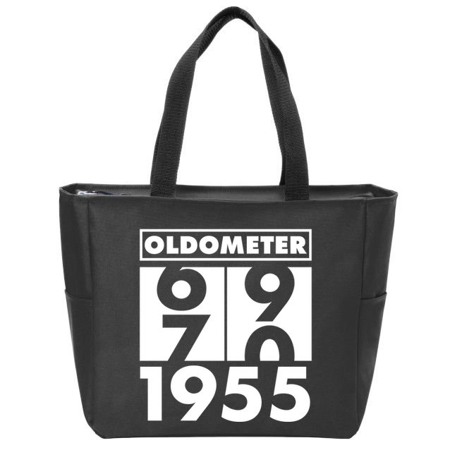 Funny Oldometer Made In 1955 70th Birthday Zip Tote Bag