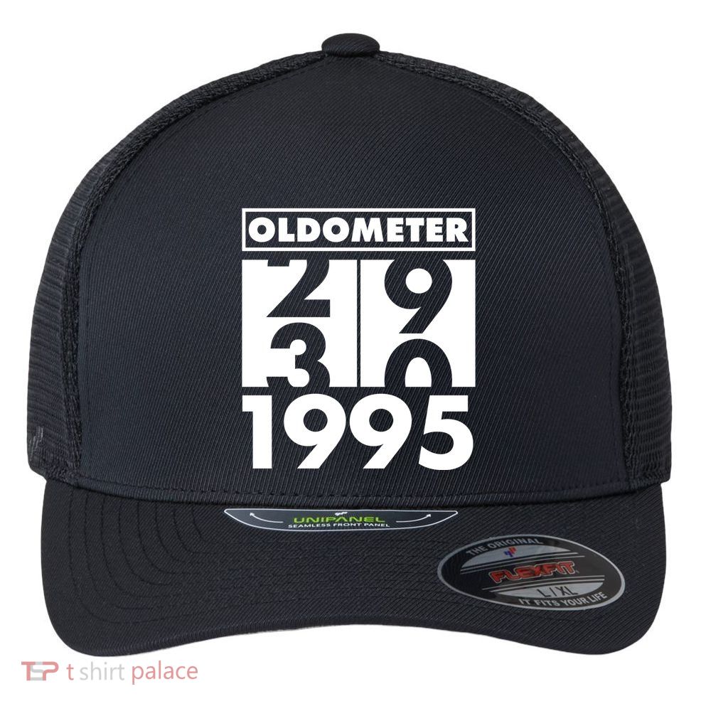 Funny Oldometer Made In 1995 30th Birthday Flexfit Unipanel Trucker Cap