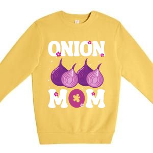 Funny Onion Mom Fruit Vegetable Mothers' Day Gardener Lover Great Gift Premium Crewneck Sweatshirt