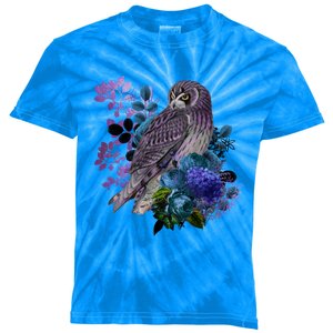 Floral Owl Mystic Owls Gift Kids Tie-Dye T-Shirt