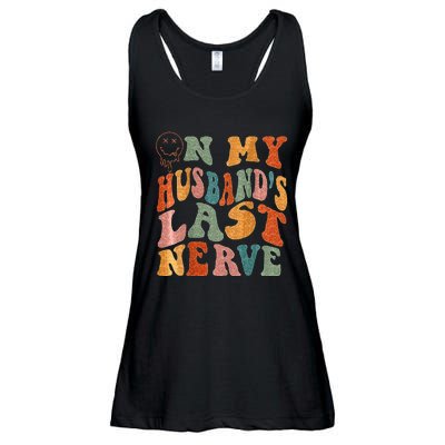 Funny On My Husbands Last Nerve Groovy On Back Ladies Essential Flowy Tank