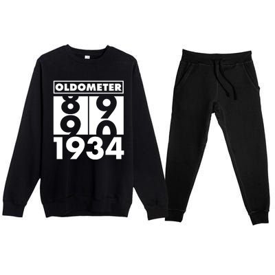 Funny Oldometer Made In 1934 90th Birthday Premium Crewneck Sweatsuit Set