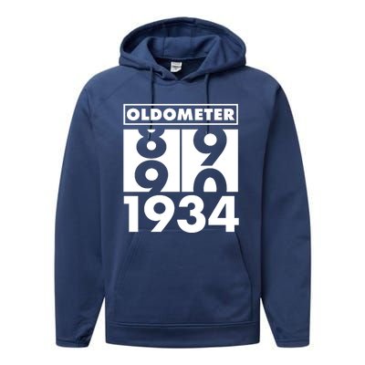 Funny Oldometer Made In 1934 90th Birthday Performance Fleece Hoodie