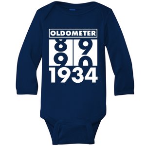 Funny Oldometer Made In 1934 90th Birthday Baby Long Sleeve Bodysuit