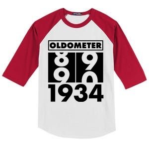 Funny Oldometer Made In 1934 90th Birthday Kids Colorblock Raglan Jersey