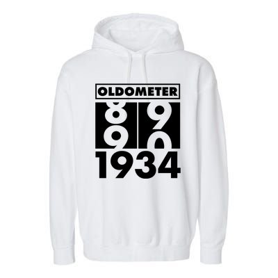 Funny Oldometer Made In 1934 90th Birthday Garment-Dyed Fleece Hoodie