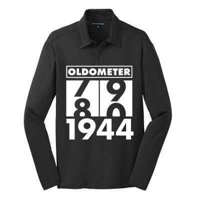 Funny Oldometer Made In 1944 80th Birthday Silk Touch Performance Long Sleeve Polo